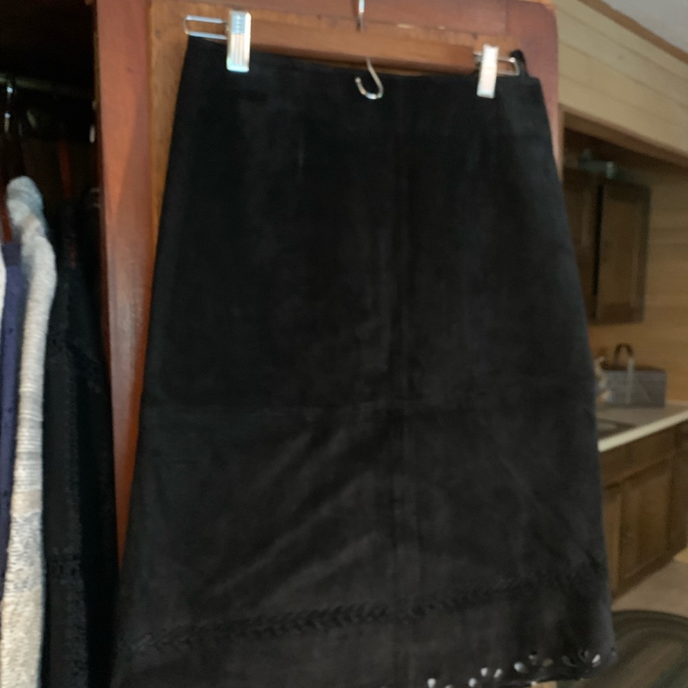 Scully Black Suede A-Line Skirt